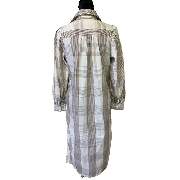 A New Day Shirt Dress Womens Small Tan Plaid Long Sleeve Tan Plaid Side Slits - Picture 2 of 12